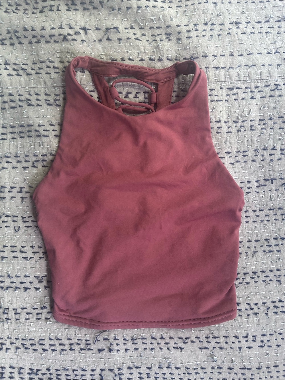 ALO Yoga Dusty Pink High-Neck Cropped Tank with Lattice Back